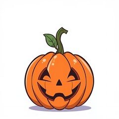 Cartoon Pumpkin Jack O Lantern Cute Flat Vector on Solid Background