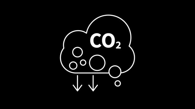 Animated co2 icons in thin line style