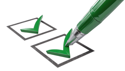 Green check marks in boxes