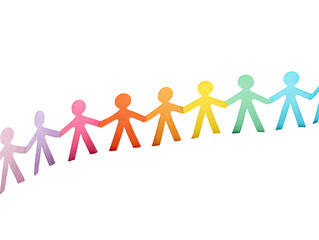 A colorful chain of paper people