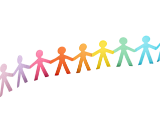 A colorful chain of paper people