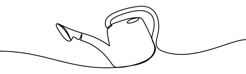 Watering can sign. Symbol of gardening, plant care, sustainability and eco-friendly lifestyle, vector illustration in continuous line style © RoseStudio