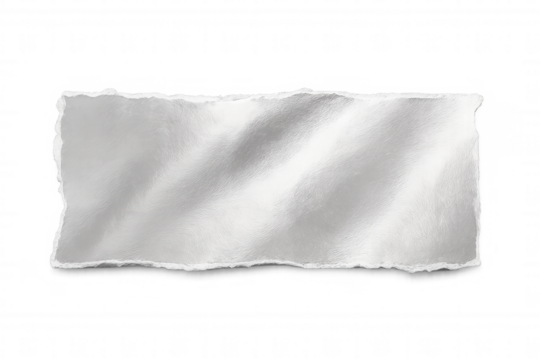 Jagged-edged white paper fragment against transparent backdrop, adding authentic texture for graphic design projects