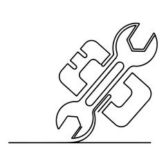 Wrench and gears icon representing mechanical engineering and tools for repair and maintenance services