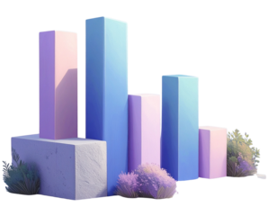 3d minimal bar chart. data analysis. bar graph icon. 3d illustration. 