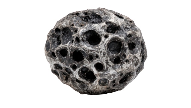 A close-up of a textured spherical object