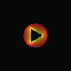 A simple glossy white play button icon for a video or audio player on a black background