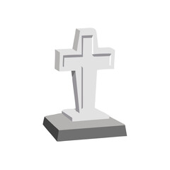 Illustration of a gray cross gravestone