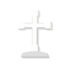 Illustration of a gray cross gravestone