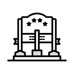 Illustration of a gate with stars, representing entrance, security, and architectural design in a minimalist style