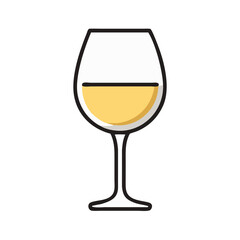 Vector art of glass of white wine with yellow color, a refreshing alcoholic beverage for celebrations and parties in restaurants and bars