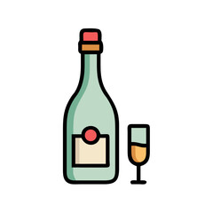 Vector art of champagne bottle and glass, a symbol of celebration, luxury, and good times, perfect for adding a touch of elegance to any design