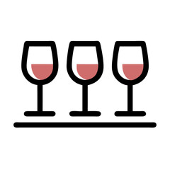 Vector art of wine flight tasting experience, showcasing a selection of red wines in a minimal outline style