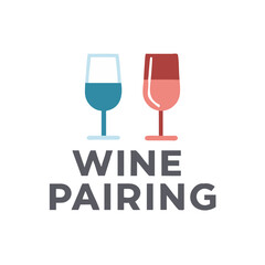 Vector art of wine pairing illustration with two glasses, one with red wine and the other with white wine