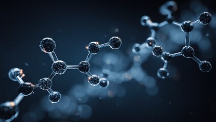 Molecular structure in motion against a dark background