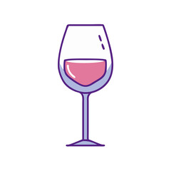 Vector art of vibrant illustration of a wine glass filled with pink wine, ideal for cheerful and modern beverage designs