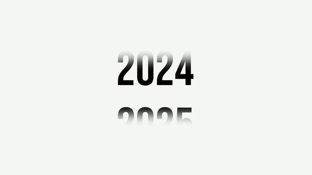Analog counter counting up from 2000 to 2026 white color text on white background. Time-lapse speed. Happy new year eve number counter. 4K footage motion graphic video rendering.