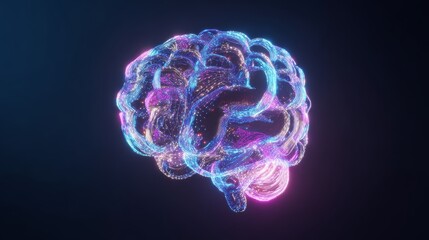 Abstract 3D glowing neural connections forming brain shape, high-resolution futuristic digital illustration for artificial intelligence and technology concepts.