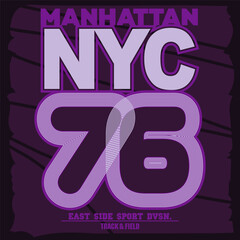 Sport t-shirt graphics. New York City athletic apparel design. Vector