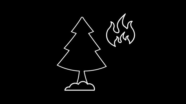 Animated forest fire icons in thin line style