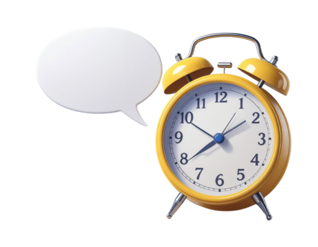 3d minimal blank message bubble. notification box. Alarm clock with an empty reminder