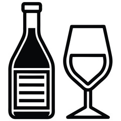 Elegant illustration of a wine bottle and a filled glass perfect for a celebratory dinner design