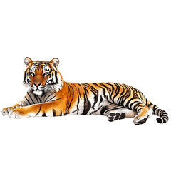 Obraz premium tiger resting at snow isolated on transparen background (PNG)