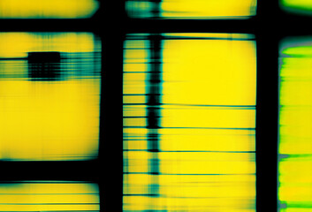 Abstract box pattern background with glitch blur effect in yellow and black