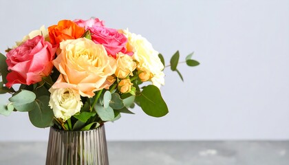Fototapeta premium Vibrant bouquet of roses in a vase