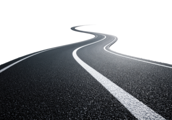 Winding asphalt road disappearing into darkness (3)