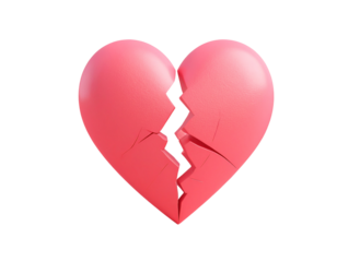 3d minimal Broken Heart. Bad relationships, breaking up, sadness emotions concept. in