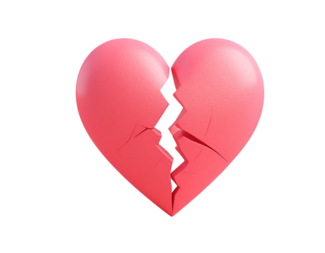 3d minimal Broken Heart. Bad relationships, breaking up, sadness emotions concept. in - Powered by Adobe