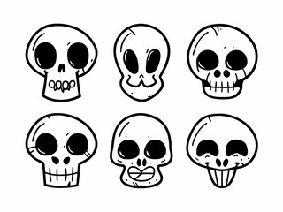 Skull an bones alien set icon vector handdrawn