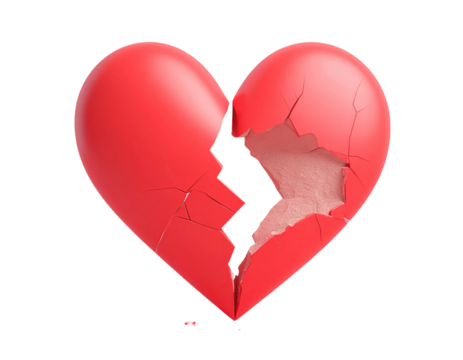 3d minimal Broken Heart. Bad relationships, breaking up, sadness emotions concept. in  