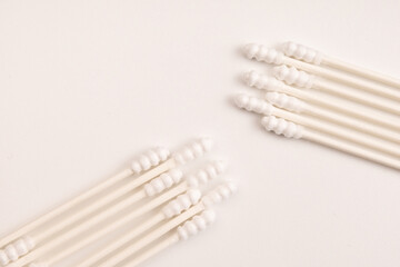 Cotton Buds Resting on White Background for Hygiene Concept