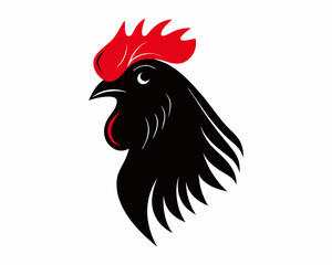 realistic rooster head logo design chicken