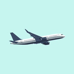 Vector Illustration of a Commercial Jetliner Soaring Through the Sky.