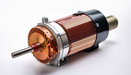 realistic brushless dc motor on a clean white background detailed industrial component showcase for technical and educational use