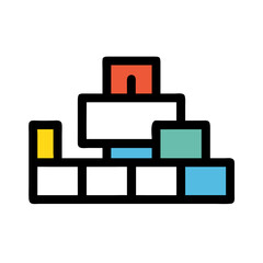 Vector art of colorful toy blocks for childrens learning and creative play, featuring various shapes and colors in a fun arrangement