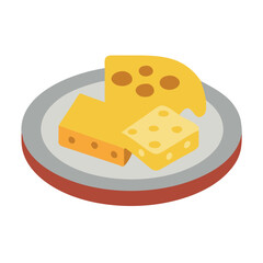 Vector art of cheese on a plate, a delicious and nutritious dairy product, perfect for snacks, meals, and gourmet dishes