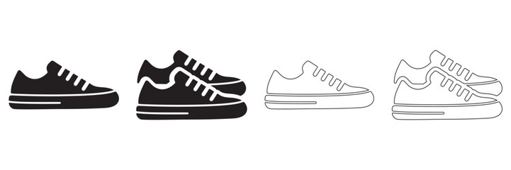 Shoes Icon Set – Silhouette Collection of Footwear Styles Including Heels, Boots, Sandals, and Loafers in Vector Design