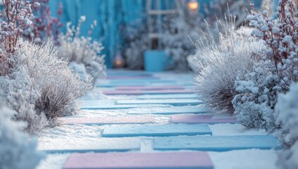 Winter Pathway Through Snowy Landscape