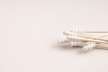 Cotton Buds Resting on White Background for Hygiene Concept