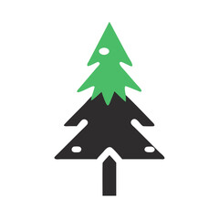 Vector art of christmas tree illustration with green and black color, perfect for holiday season designs and festive decorations