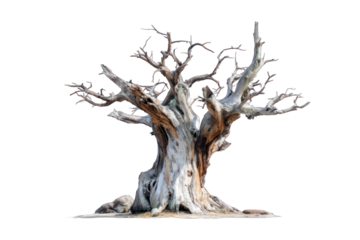 Ancient, gnarled tree against black