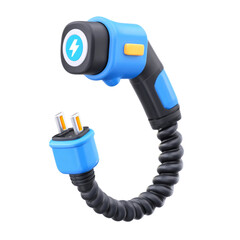 3D isometric illustration of Electric Vehicle Charging Cable 3D Icon