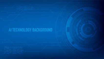 Futuristic AI technology background with digital circuit, abstract data elements, and cyber blue tech design. Perfect for innovation, machine learning, and artificial intelligence concepts.