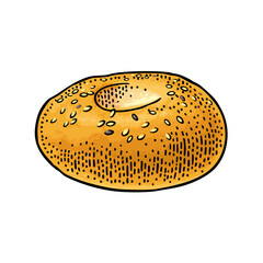 Bagel. Vector color hand drawn vintage engraving illustration for poster, label and menu bakery shop. Isolated on the white background.