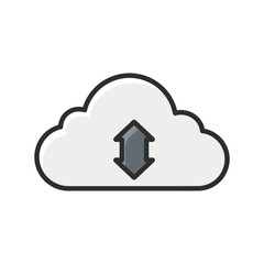 Cloud Computing Icon with Up and Down Arrows.