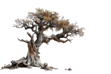 Detailed illustration of a weathered olive tree